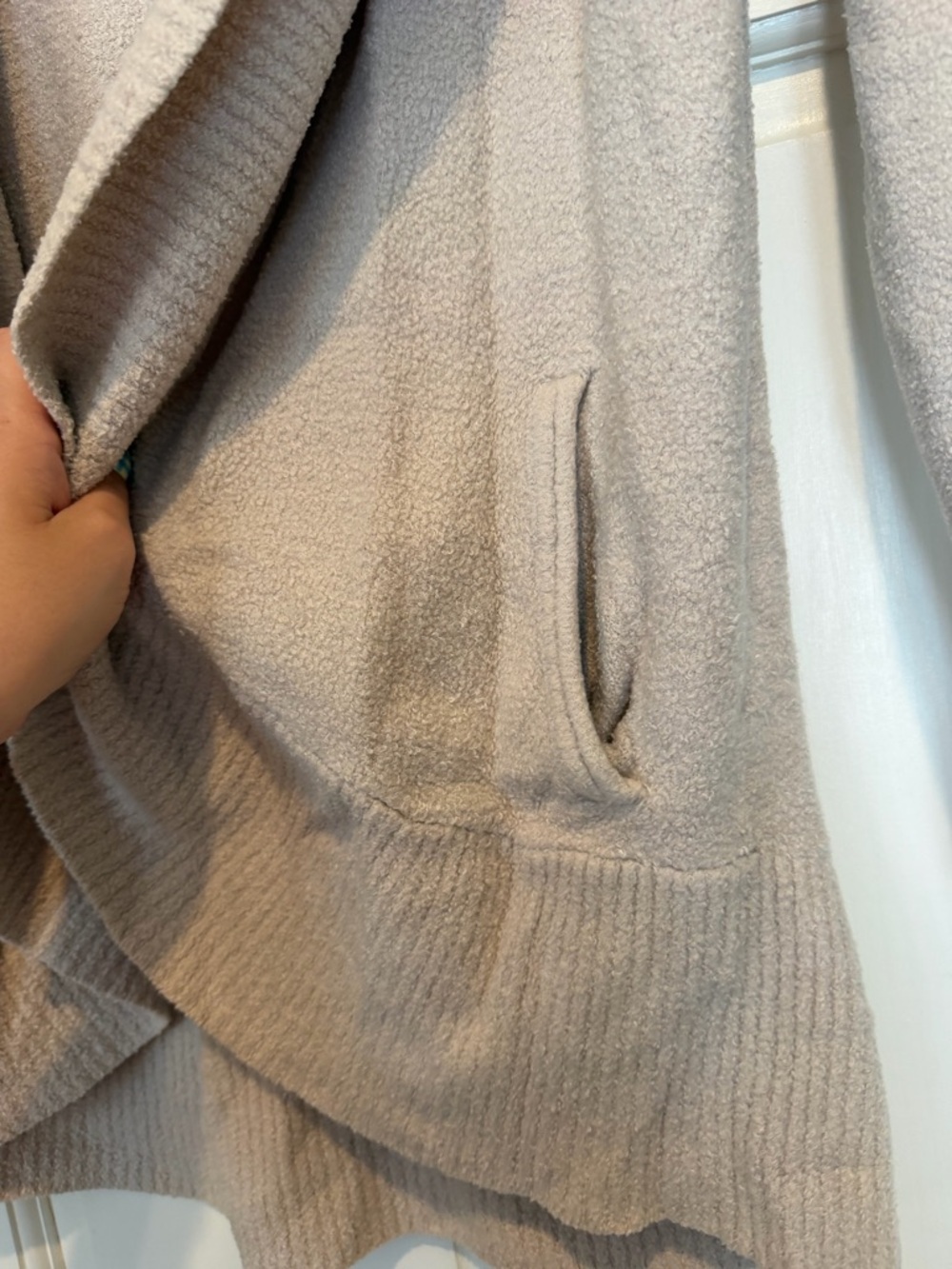 Barefoot Dreams CozyChic Lite Knit Open Cardigan Sweater - Beige - Picture 5 of 7